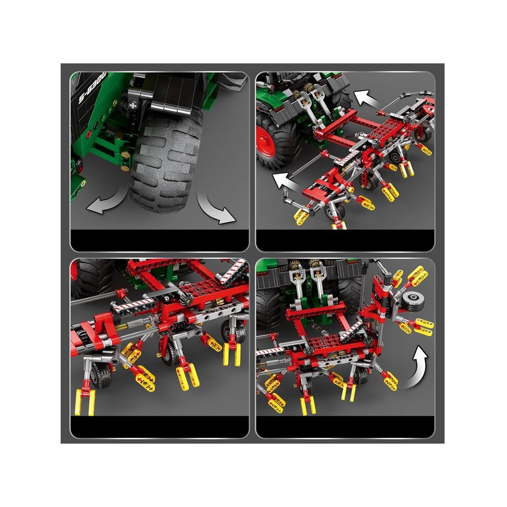 JOKO RC Technická Stavebnica Traktor s branami, pohonom 4 motorov a LED svetlom 1664ks na diaľkové ovládanie