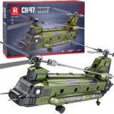 Reobrix Veľká Technická Stavebnica Helikoptéra CH-47 Chinook – vojenský tandemový vrtuľník 1458ks, dĺžka 78cm