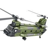 Reobrix Veľká Technická Stavebnica Helikoptéra CH-47 Chinook – vojenský tandemový vrtuľník 1458ks, dĺžka 78cm