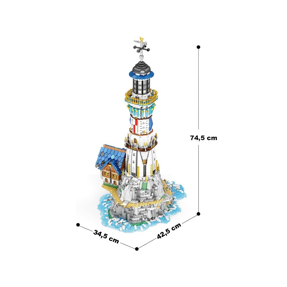 Reobrix Stavebnica Stredoveký Maják na Mori 74cm 2966ks s LED svetlom