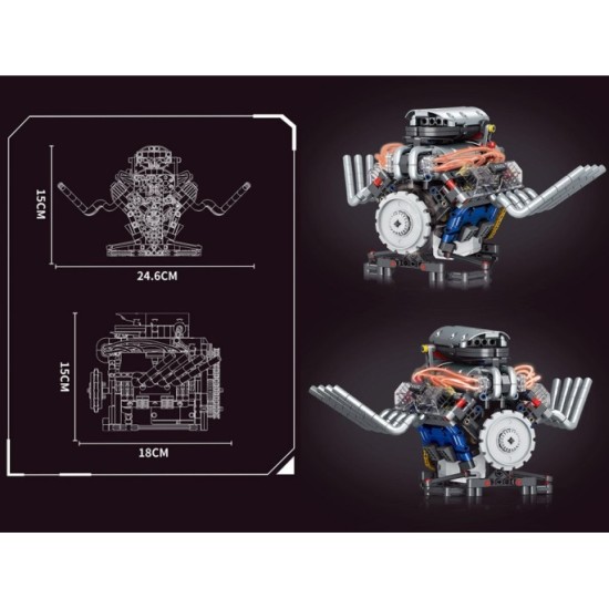 JOKO RC Technická Stavebnica Pohybujúci Motor 665ks, ovládanie pomocou Mobilnej Aplikácie
