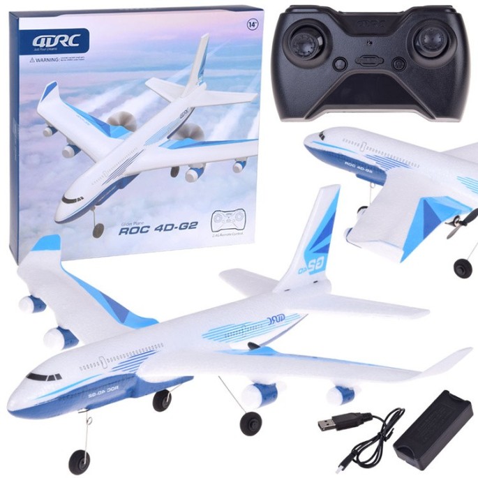 JOKO RC Lietadlo ROC 4D-G2 na diaľkové ovládanie s LED svetlom + USB nabíjačka, biele