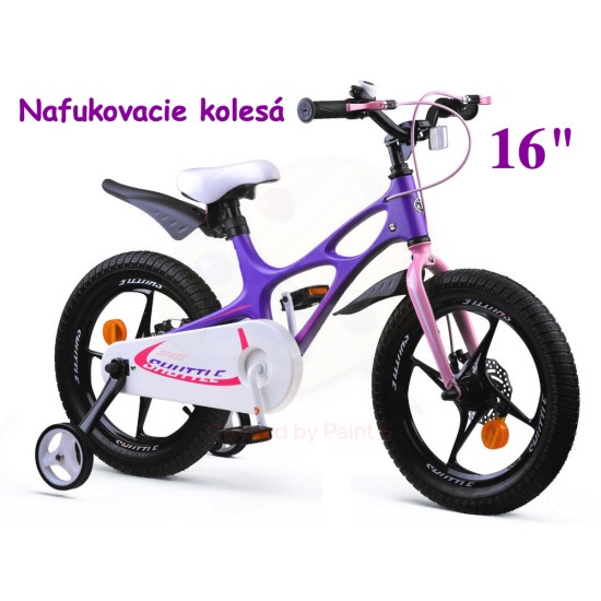 Royal Baby Detský bicykel Space Shuttle 16" s nafukovacími kolesami + pomocné kolieska, fialový