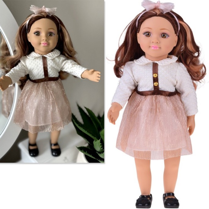 JOKO Veľká Bábika 48cm s dlhými hnedými vlasmi