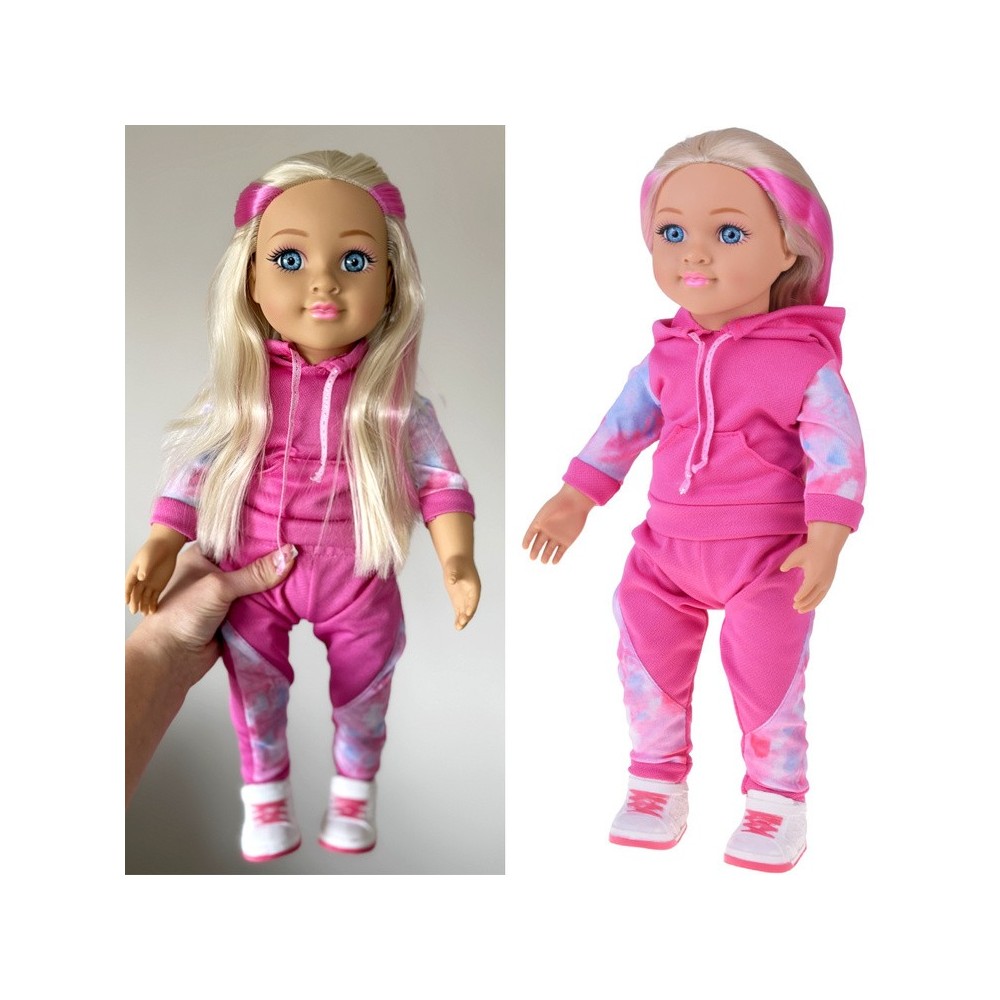 JOKO Veľká Bábika v Športovom Oblečení 48 cm s dlhými blond vlasmi a hudbou na batérie