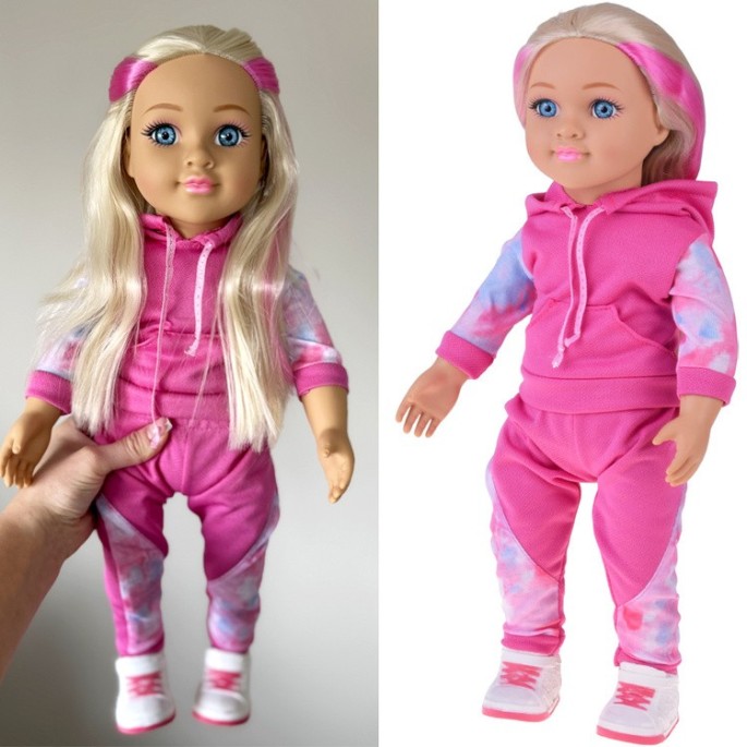 JOKO Veľká Bábika v Športovom Oblečení 48 cm s dlhými blond vlasmi a hudbou na batérie