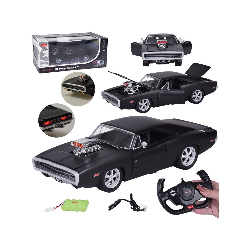 JOKO RC Auto Dodge Charger R/T 1970 na diaľkové ovládanie 33cm so svetlom a zvukom, otváracie dvere, kapota, kufor, matná čierne