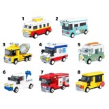 JOKO Sada Technická stavebnica 8v1 Električka, Autobus, Miešač betónu, Sanitka, Obytné auto, Traktor, Hasičské auto, Školský aut