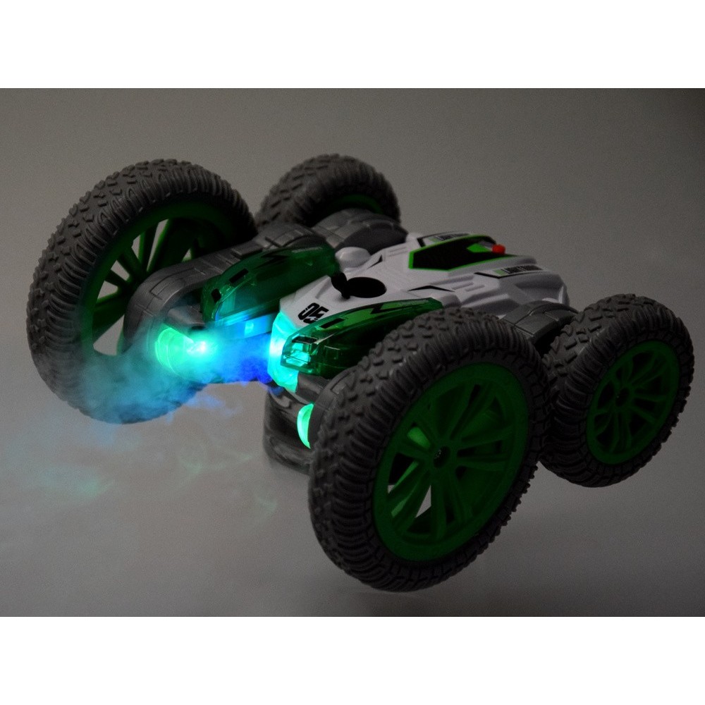 JOKO RC Kaskadérske auto s Parným Efektom s LED svetlom, 360 stupňové otáčanie na diaľkové ovládanie, zelené