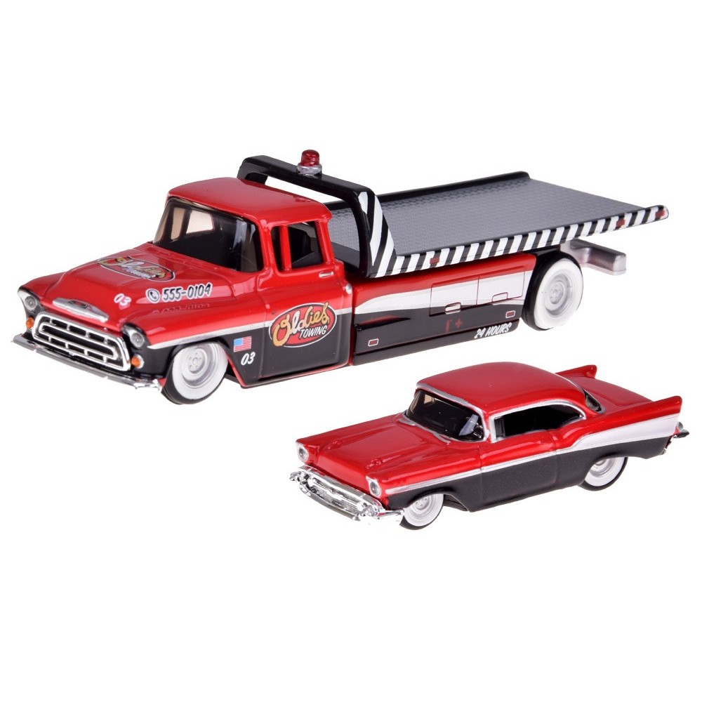 Maisto Kovový set 1:64 - odťahové vozidlo CHEVROLET Flatbed 1957 a CHEVROLET Bel Air