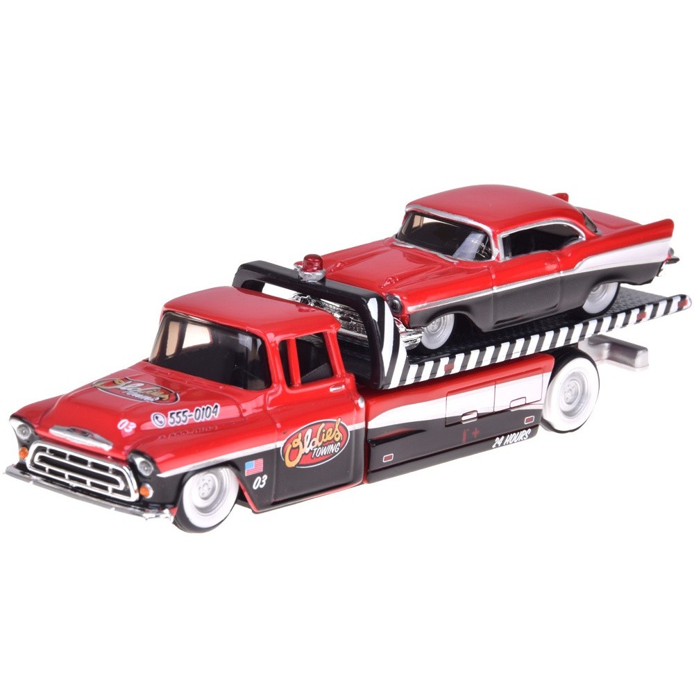 Maisto Kovový set 1:64 - odťahové vozidlo CHEVROLET Flatbed 1957 a CHEVROLET Bel Air