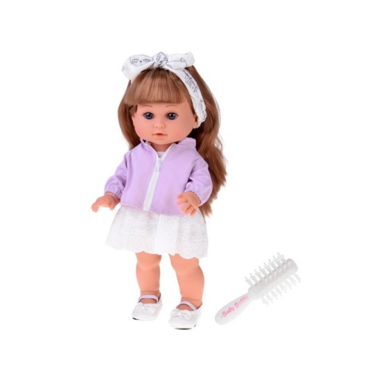 JOKO Bábika 38cm s dlhými hnedými vlasmi + hrebeň