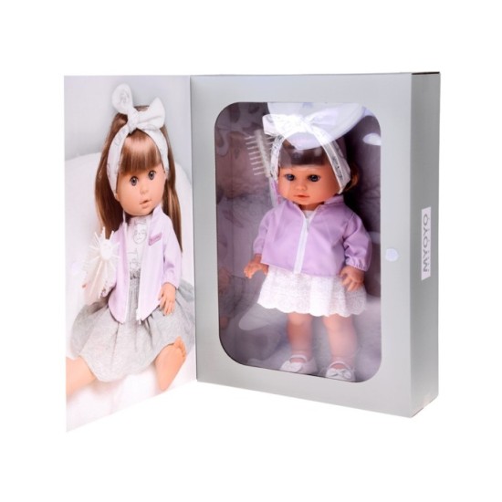 JOKO Bábika 38cm s dlhými hnedými vlasmi + hrebeň