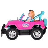 JOKO RC Auto Jeep na diaľkové ovládanie pre dievčatá + 2 Bábiky dievča a chlapec + USB nabíjací kábel, ružové