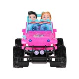 JOKO RC Auto Jeep na diaľkové ovládanie pre dievčatá + 2 Bábiky dievča a chlapec + USB nabíjací kábel, ružové