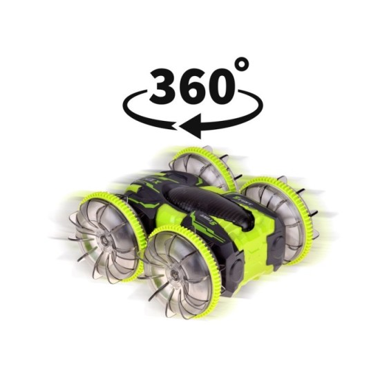 JOKO RC Akrobatické Auto 360˚Amfibia Stunt, Pláva, Jazdí, Svieti, zelené