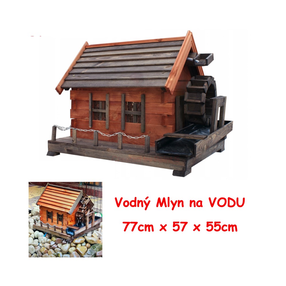 MKSTOR Drevený Vodný Mlyn na vodu 77cm, dekorácia do záhrady, masív, MW51