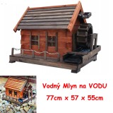MKSTOR Drevený Vodný Mlyn na vodu 77cm, dekorácia do záhrady, masív, MW51