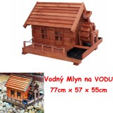 MKSTOR Drevený Vodný Mlyn na vodu 77cm, dekorácia do záhrady, masív, MW5