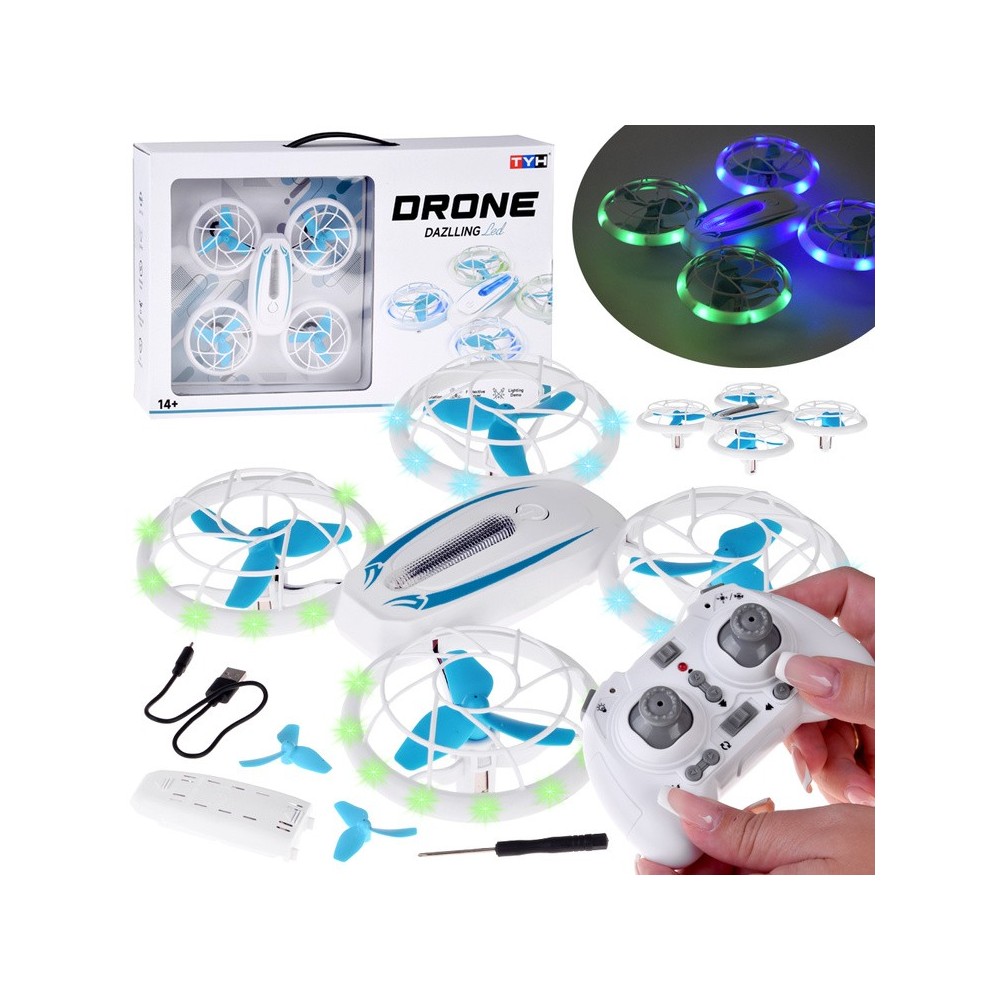 JOKO RC Dron, Akrobatická Kvadrokoptéra s LED svetlom na diaľkové ovládanie, biely