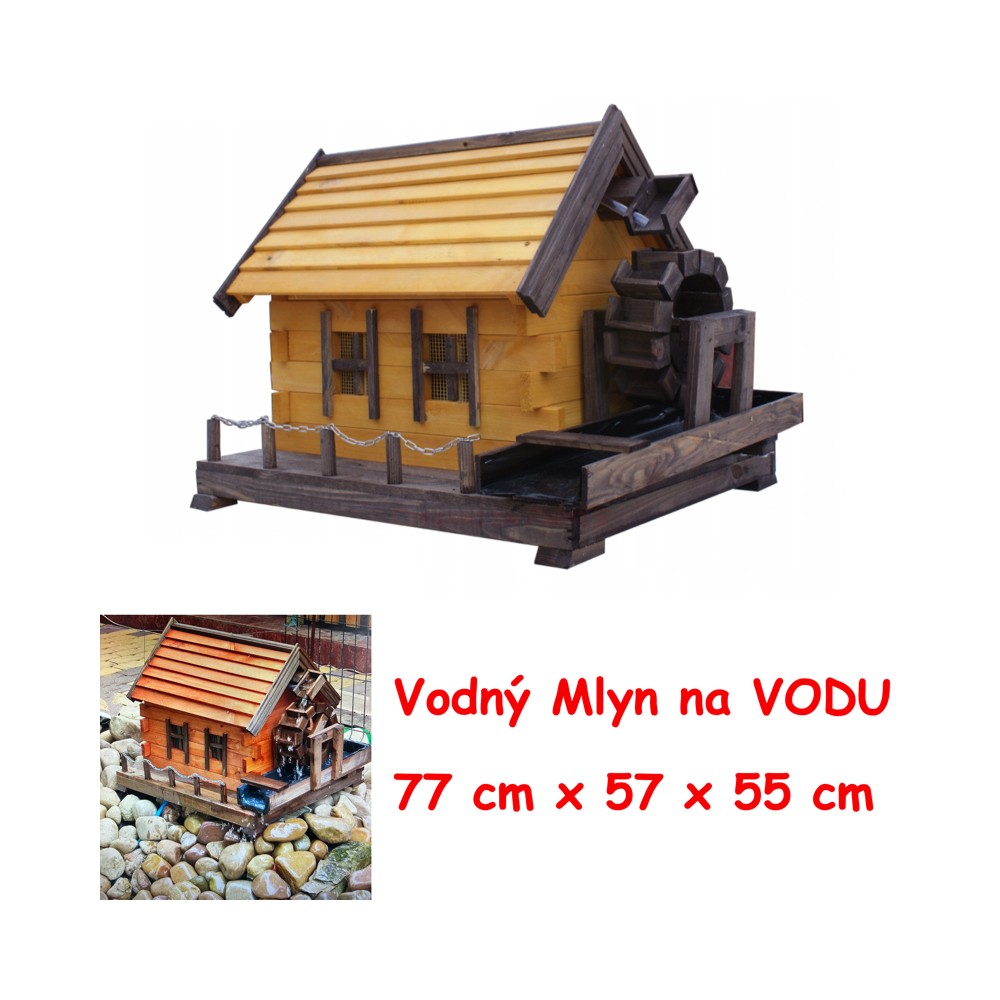 MKSTOR Drevený Vodný Mlyn na vodu 77cm, dekorácia do záhrady, masív, MW52