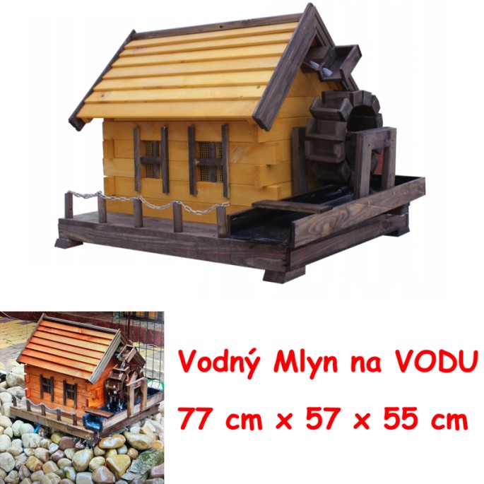 MKSTOR Drevený Vodný Mlyn na vodu 77cm, dekorácia do záhrady, masív, MW52