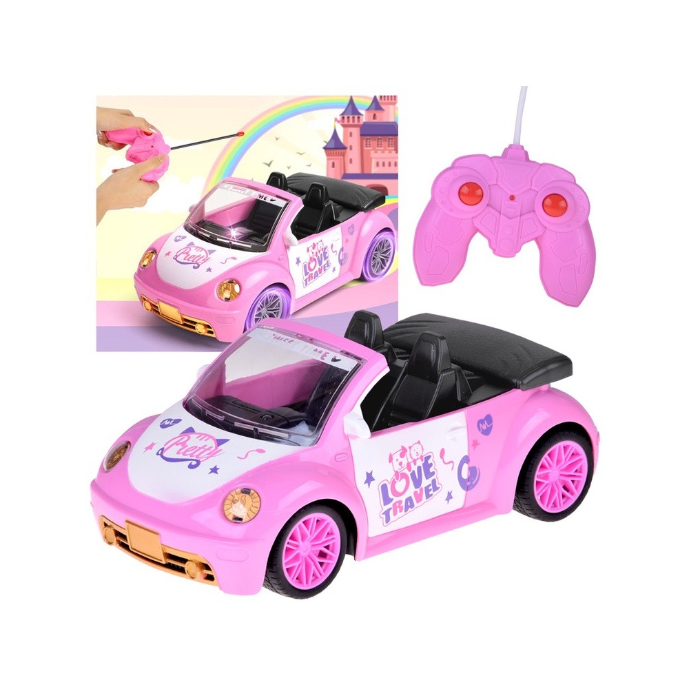 JOKO RC Auto Kabriolet so svetlom na diaľkové ovládanie pre dievčatá, ružové