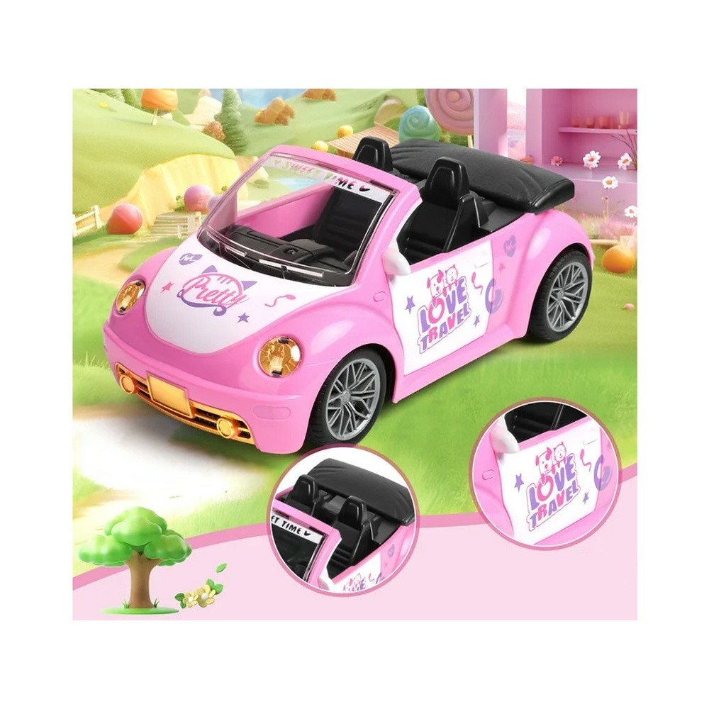 JOKO RC Auto Kabriolet so svetlom na diaľkové ovládanie pre dievčatá, ružové