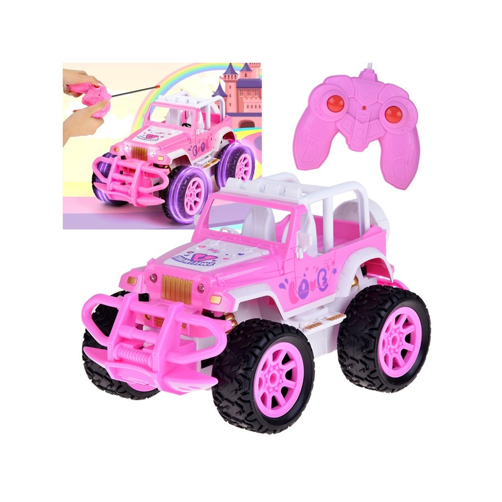 JOKO RC Auto Jeep Off-Road so svetlom na diaľkové ovládanie pre dievčatá, ružové