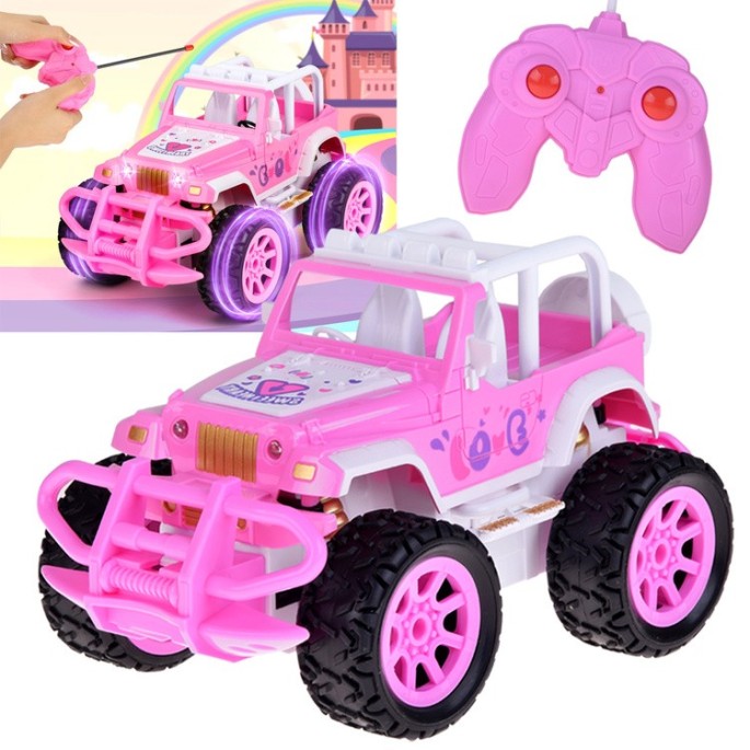 JOKO RC Auto Jeep Off-Road so svetlom na diaľkové ovládanie pre dievčatá, ružové