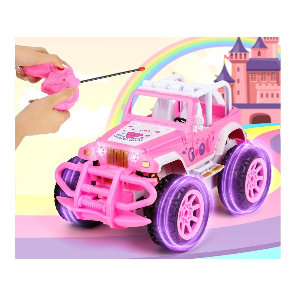 JOKO RC Auto Jeep Off-Road so svetlom na diaľkové ovládanie pre dievčatá, ružové
