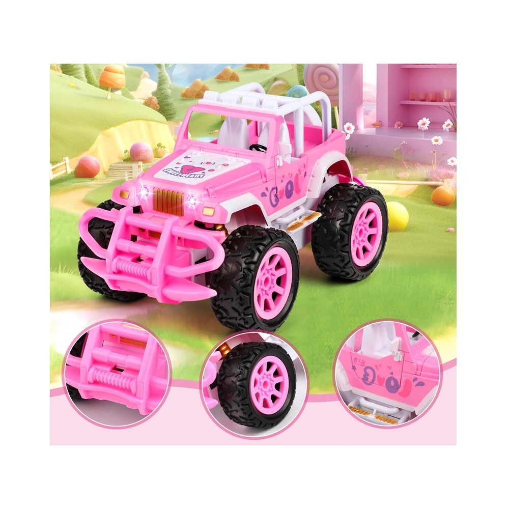 JOKO RC Auto Jeep Off-Road so svetlom na diaľkové ovládanie pre dievčatá, ružové