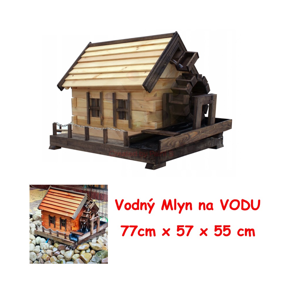 MKSTOR Drevený Vodný Mlyn na vodu 77cm, dekorácia do záhrady, masív, MW53