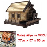 MKSTOR Drevený Vodný Mlyn na vodu 77cm, dekorácia do záhrady, masív, MW53