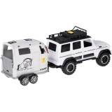 JOKO Terénne Auto Off-road so svetlom a zvukom + príves na prepravu koní + figúrka Koňa
