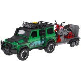 JOKO Terénne Auto Off-road so svetlom a zvukom + príves na prepravu Motoriek + Motorka