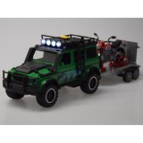 JOKO Terénne Auto Off-road so svetlom a zvukom + príves na prepravu Motoriek + Motorka