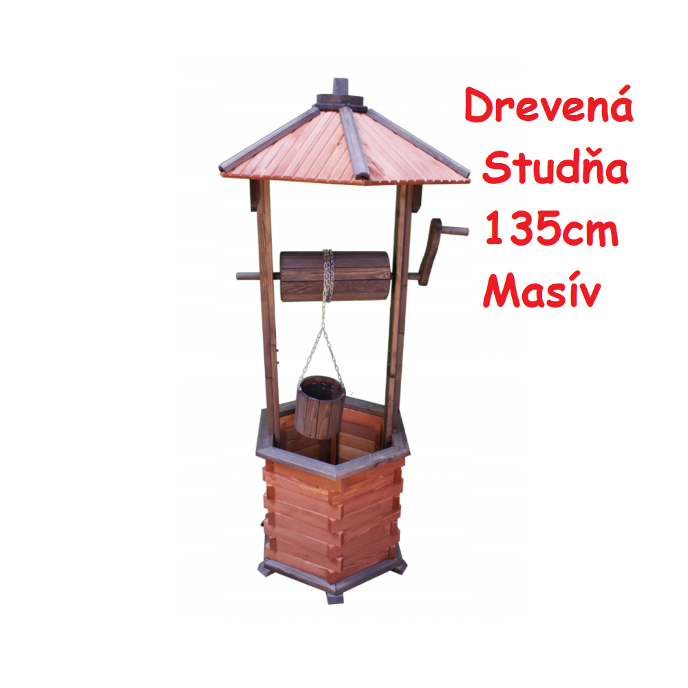 MKSTOR Drevená studňa do záhrady dekoračná 135cm, masív ST21