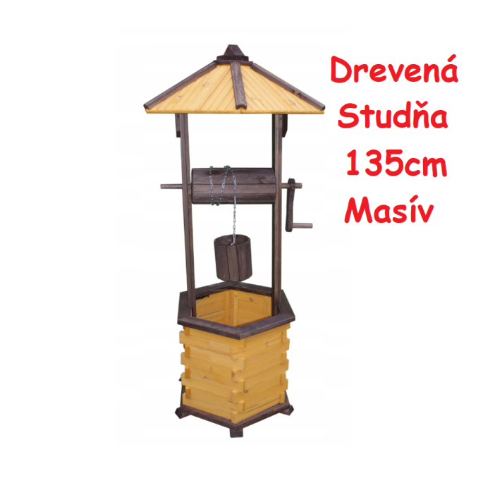 MKSTOR Drevená studňa do záhrady dekoračná 135cm, masív ST22