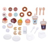JOKO Detská Drevená Kaviareň, Cukráreň s Kávovarom, Pokladňou + zákusky, cupcakes, muffiny