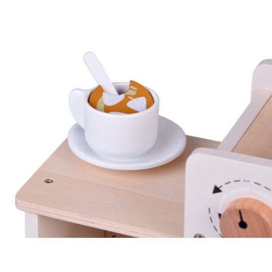 JOKO Detská Drevená Kaviareň, Cukráreň s Kávovarom, Pokladňou + zákusky, cupcakes, muffiny