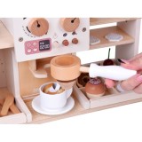 JOKO Detská Drevená Kaviareň, Cukráreň s Kávovarom, Pokladňou + zákusky, cupcakes, muffiny