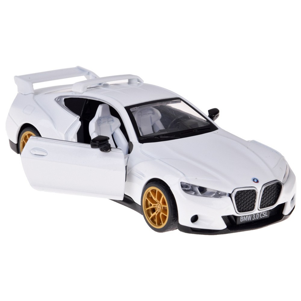 JOKO Kovový Model Auto BMW 3.0 CSL s otváracími dverami, so svetlom a zvukom, biele