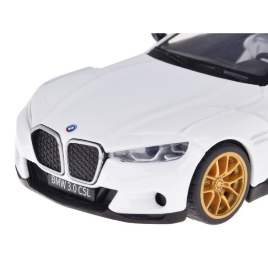 JOKO Kovový Model Auto BMW 3.0 CSL s otváracími dverami, so svetlom a zvukom, biele