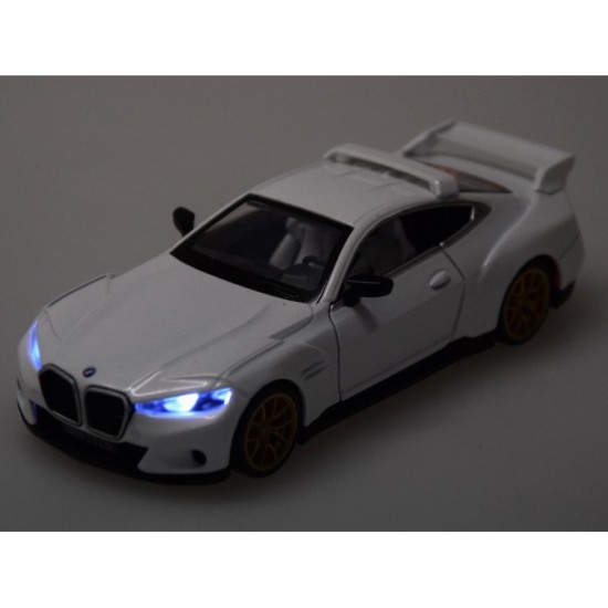JOKO Kovový Model Auto BMW 3.0 CSL s otváracími dverami, so svetlom a zvukom, biele