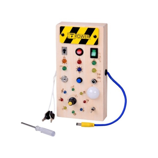 JOKO Drevená Montessori Elektrická Tabuľa, doska s LED svetlom