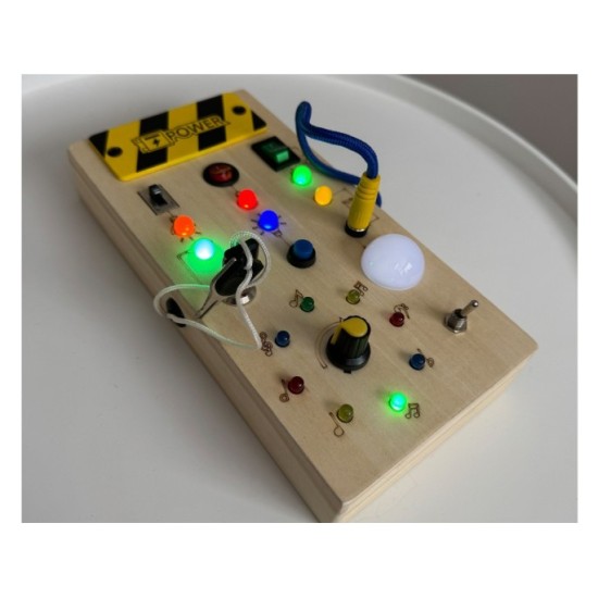 JOKO Drevená Montessori Elektrická Tabuľa, doska s LED svetlom