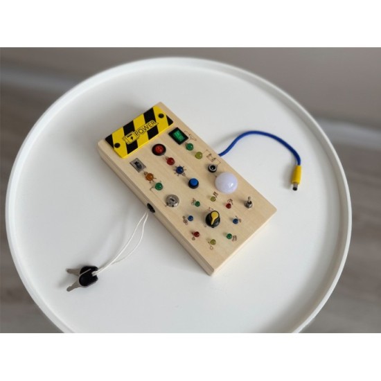 JOKO Drevená Montessori Elektrická Tabuľa, doska s LED svetlom