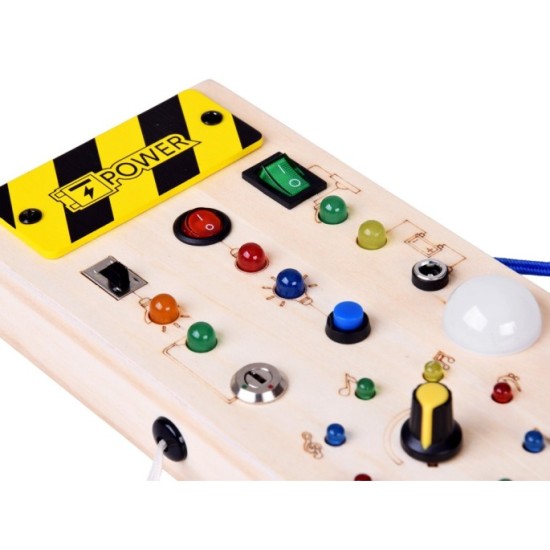 JOKO Drevená Montessori Elektrická Tabuľa, doska s LED svetlom