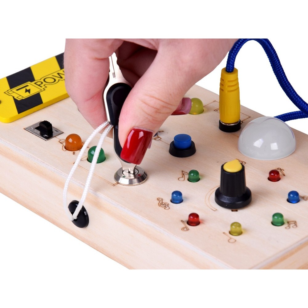 JOKO Drevená Montessori Elektrická Tabuľa, doska s LED svetlom